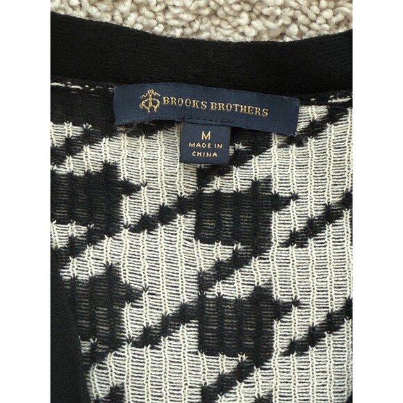 Brooks Brothers Women’s M Houndstooth V-neck Tie Merino Wool Blend Sweater - Picture 4 of 7